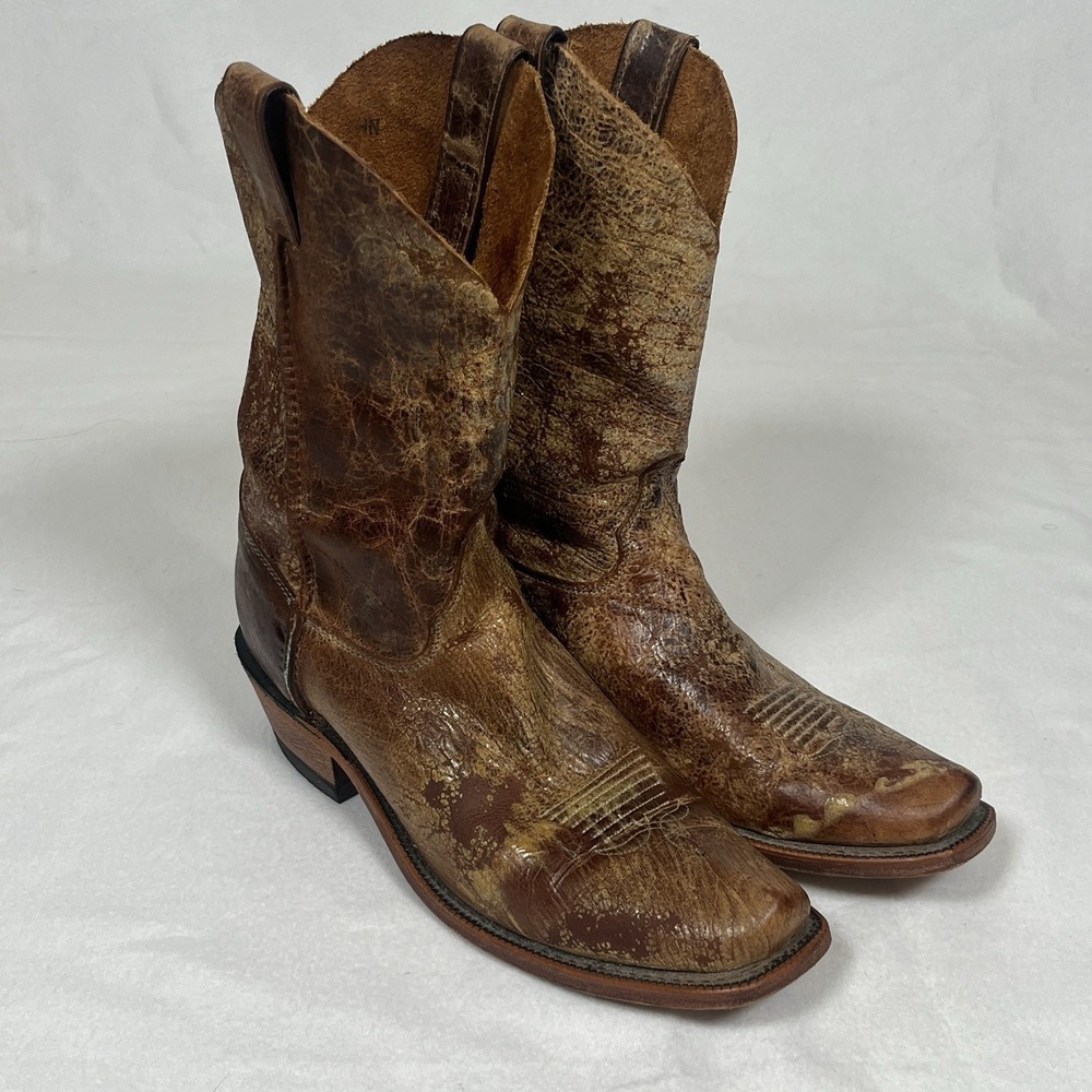 Justin BR 733 Bent Rail Leather Boots Brown Distress Western Men's 10.5D USA
